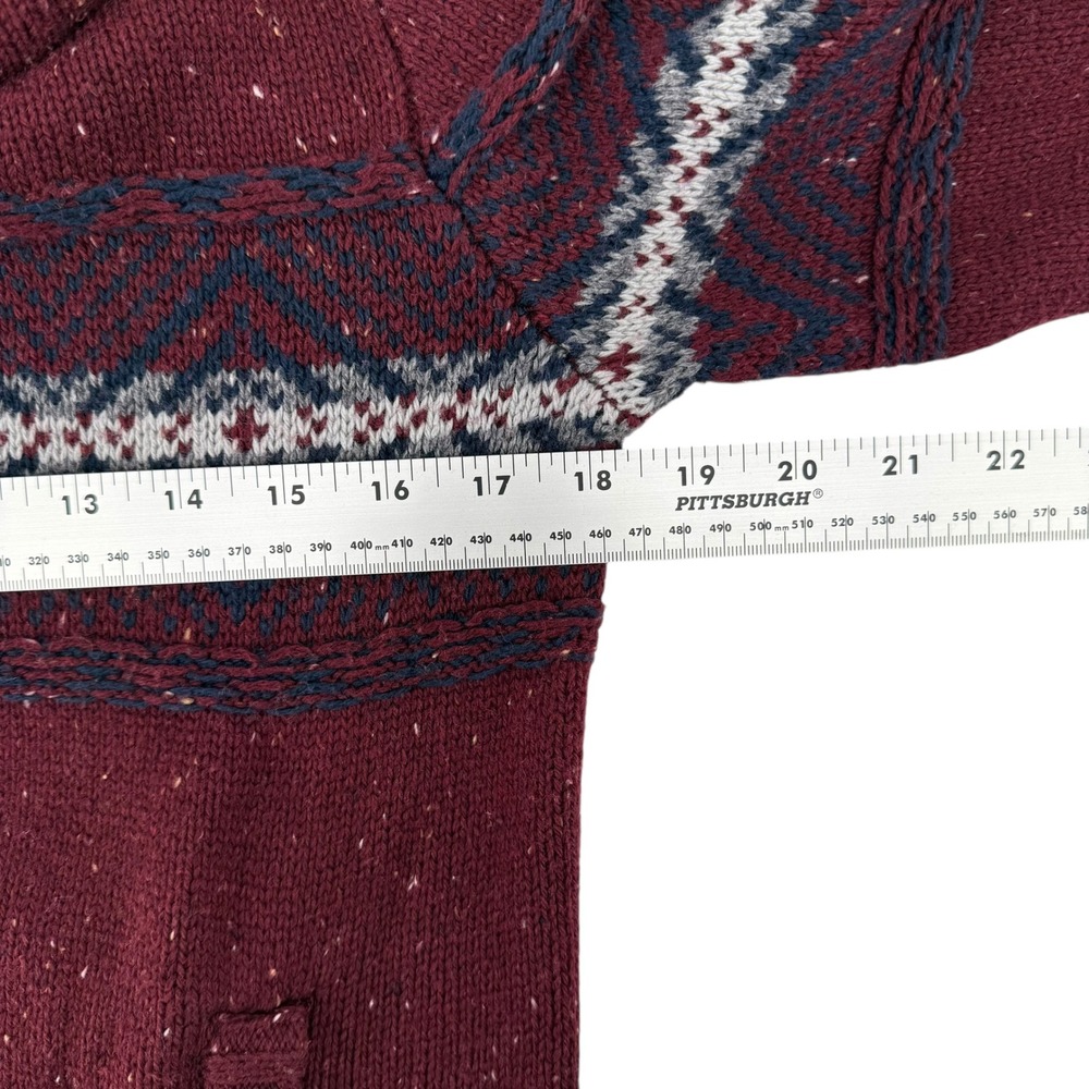 Vintage American Eagle Men's Red Speckled Fair Isle Knit Hoodie Sweater Size S - Picture 5 of 7